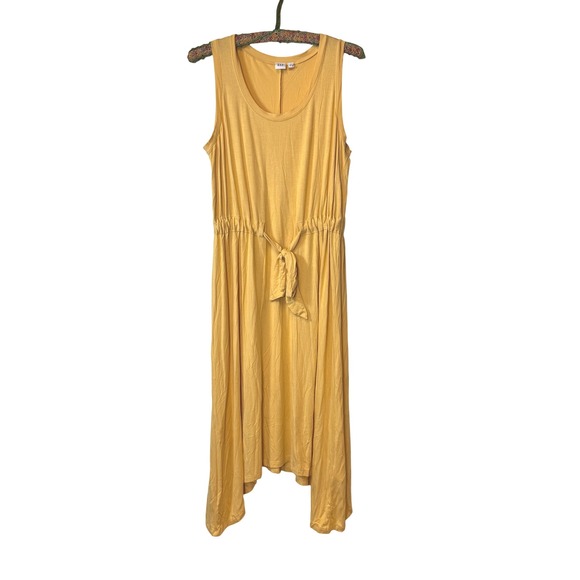 GAP Womens Medium Yellow Sleeveless Midi Dress Tie Waist‎ Casual Summer - Picture 1 of 7